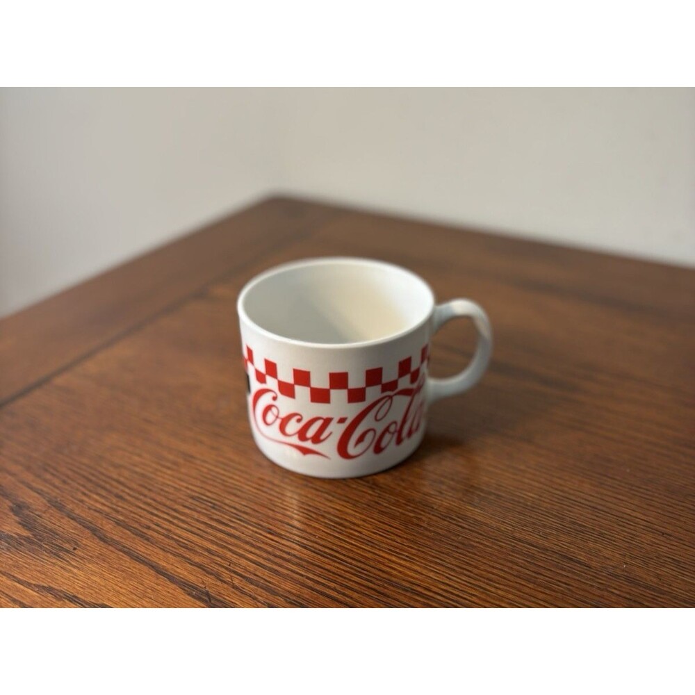 Coca-Cola Gibson Black and White Checkered Mugs 1996 Used Coke White Black Red